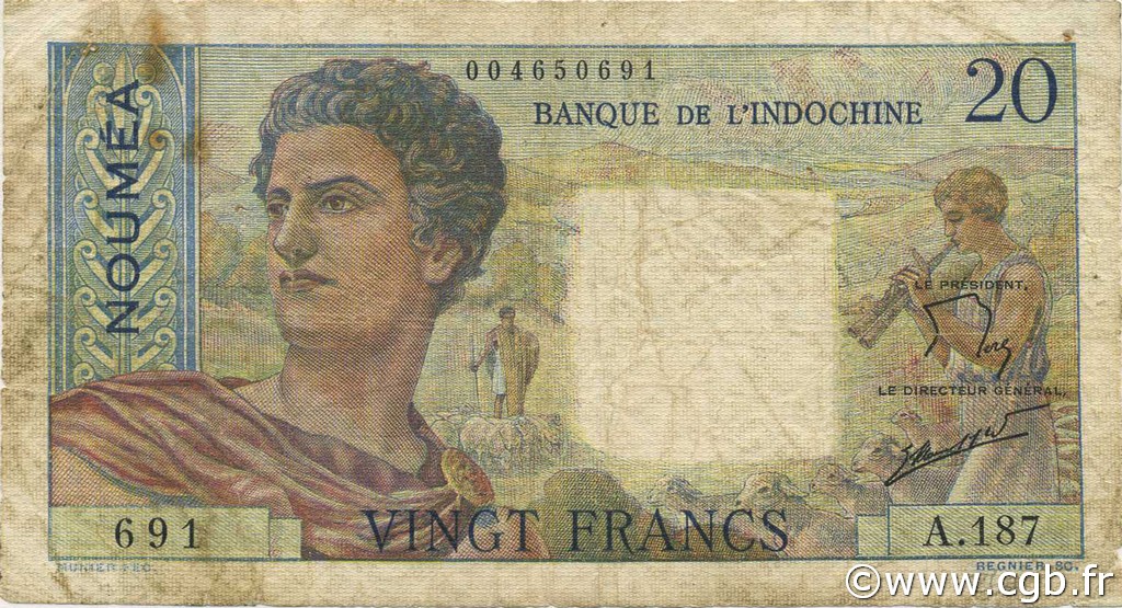 20 Francs NEW CALEDONIA  1963 P.50c G