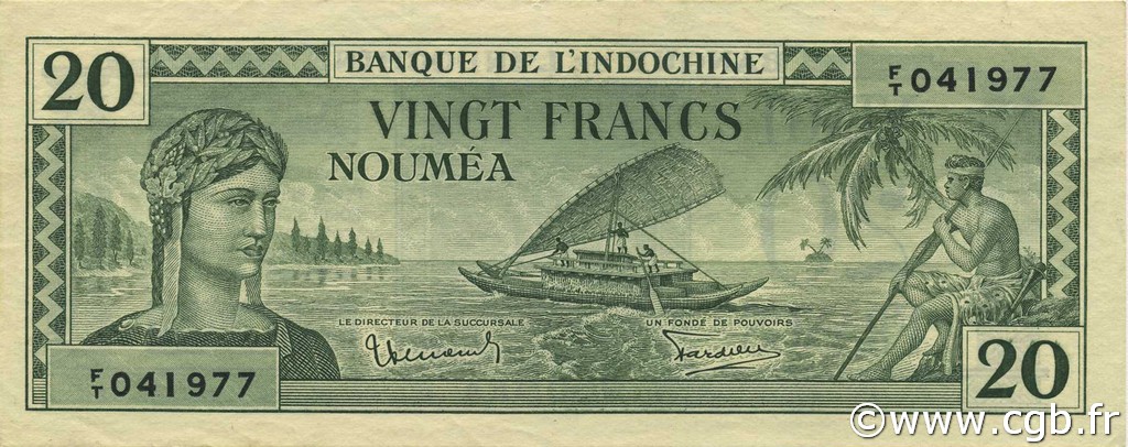 20 Francs NOUVELLE CALÉDONIE  1944 P.49 fST