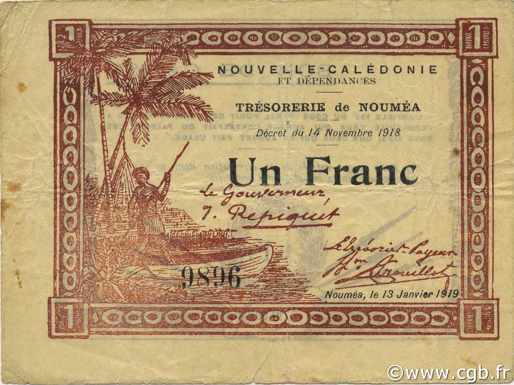 1 Franc NEW CALEDONIA  1919 P.31 VF