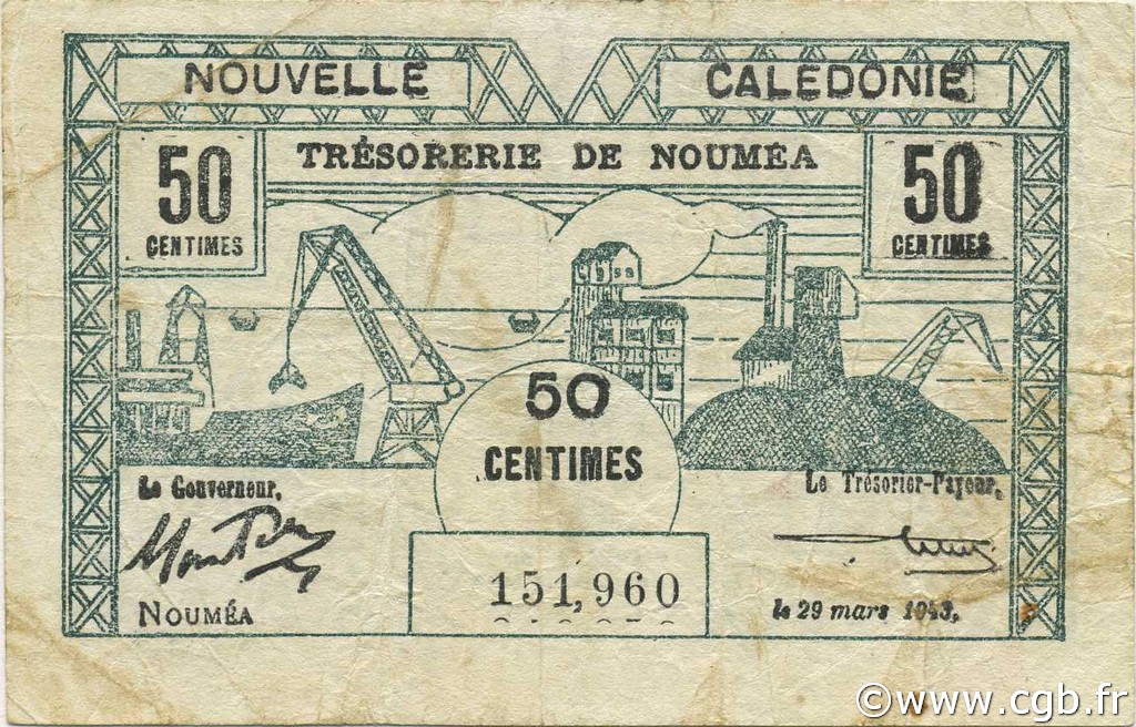 50 Centimes  NOUVELLE CALÉDONIE  1943 P.54 TTB