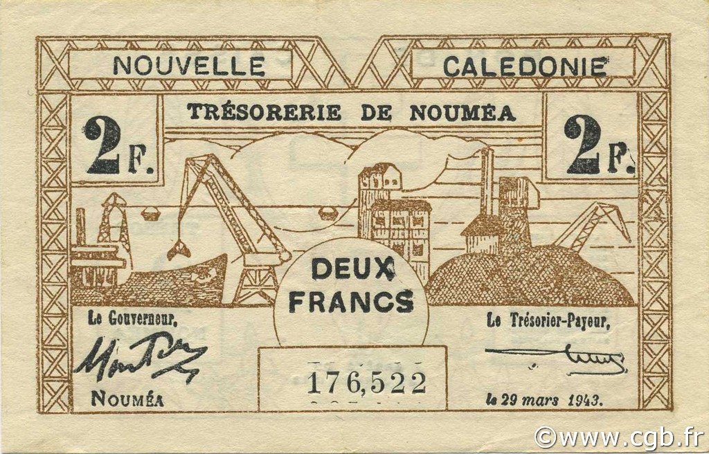 2 Francs NOUVELLE CALÉDONIE  1943 P.56b EBC