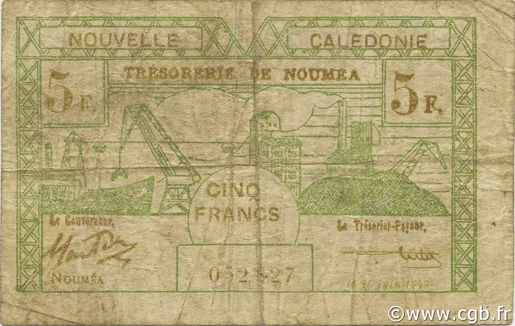 5 Francs NOUVELLE CALÉDONIE  1943 P.58 G
