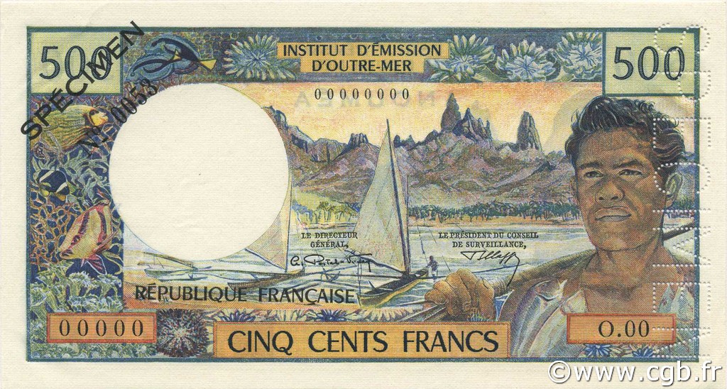 500 Francs Spécimen NOUVELLE CALÉDONIE  1970 P.60as UNC-