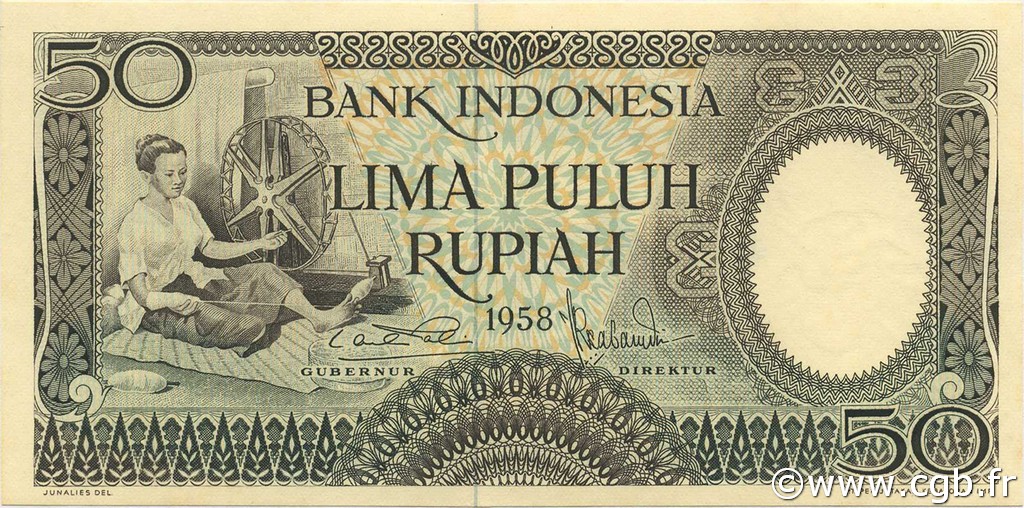 50 Rupiah INDONESIA  1958 P.058 FDC