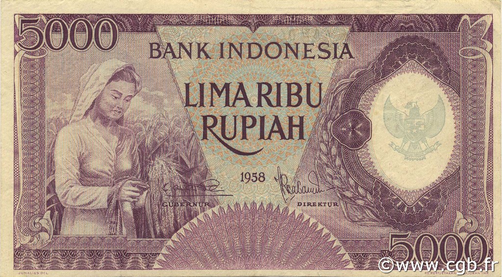 5000 Rupiah INDONESIEN  1958 P.064 VZ