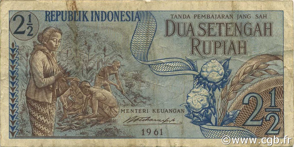 2,5 Rupiah INDONESIA  1961 P.079 BC+