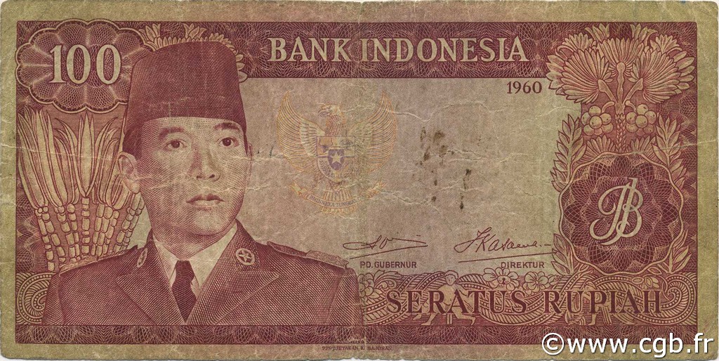 100 Rupiah INDONESIA  1960 P.086a BC