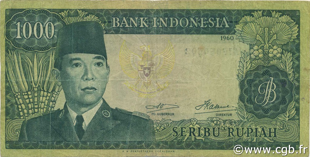 1000 Rupiah INDONESIA  1960 P.088b BB