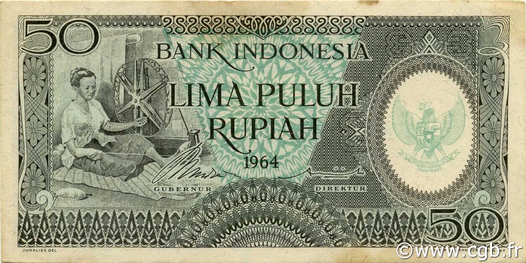 50 Rupiah INDONESIA  1964 P.096 XF