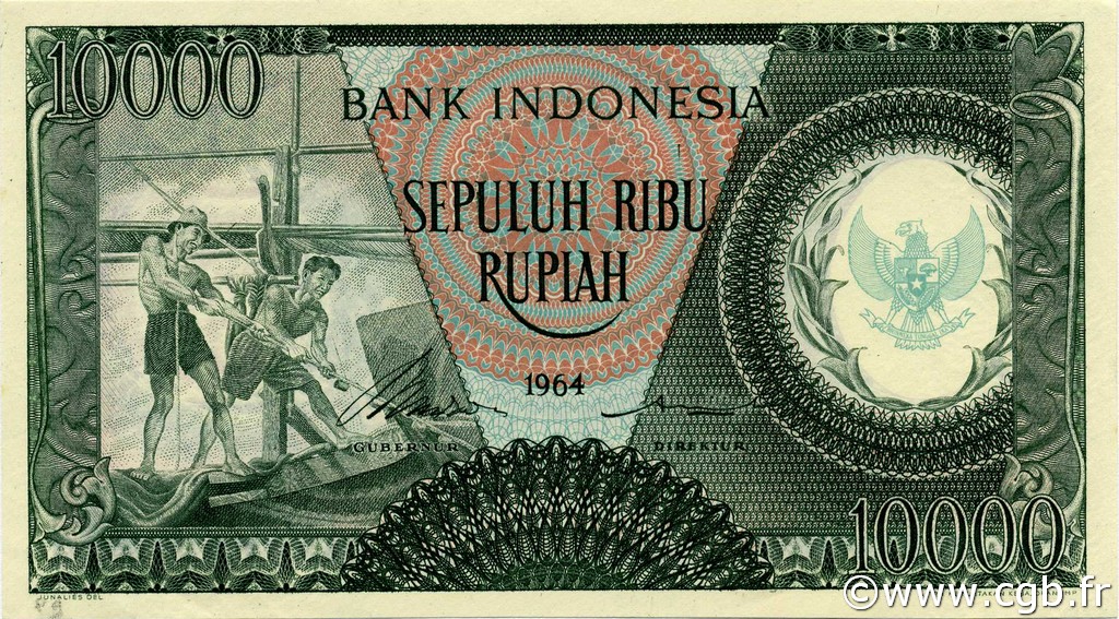 10000 Rupiah INDONESIEN  1964 P.101b ST