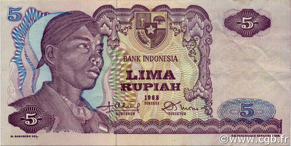 5 Rupiah INDONESIA  1968 P.104a XF