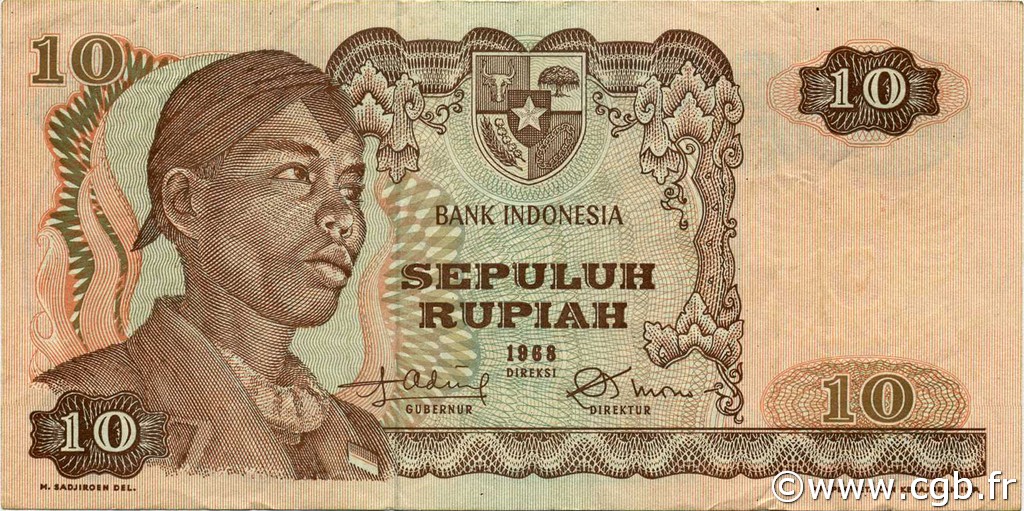 10 Rupiah INDONESIEN  1968 P.105a SS