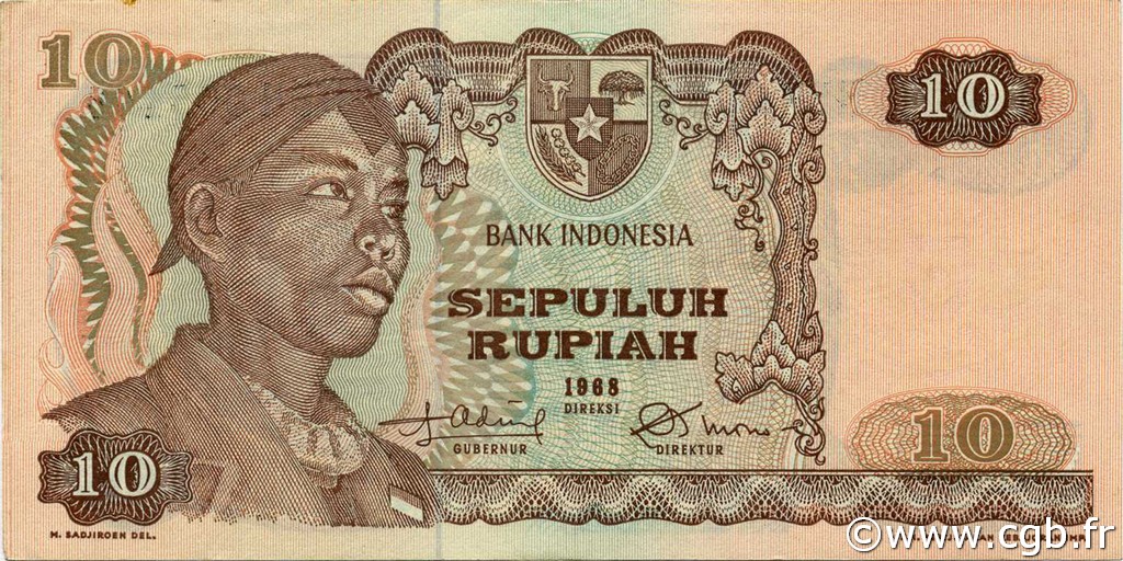 10 Rupiah INDONESIEN  1968 P.105a VZ