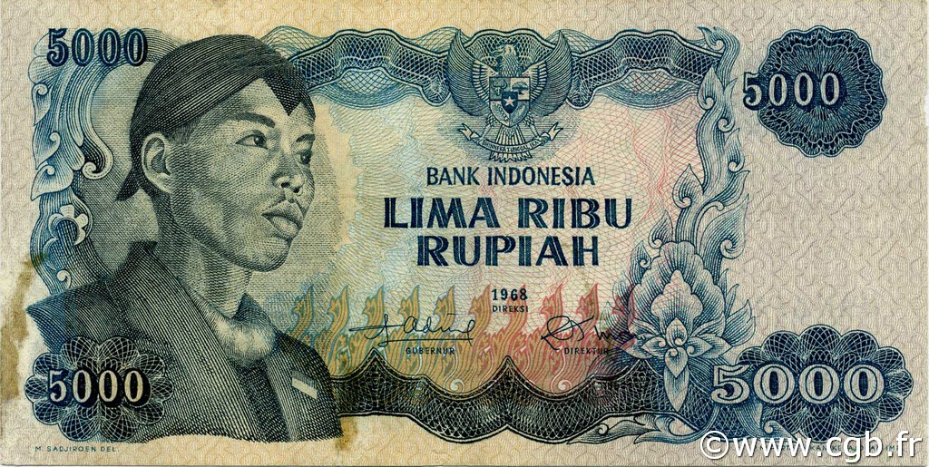 5000 Rupiah INDONESIA  1968 P.111a VF+