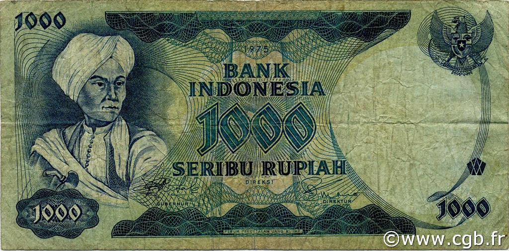 1000 Rupiah INDONESIA  1975 P.113a BC