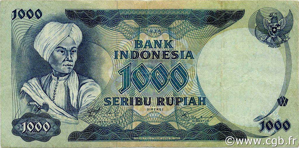 1000 Rupiah INDONESIA  1975 P.113a VF