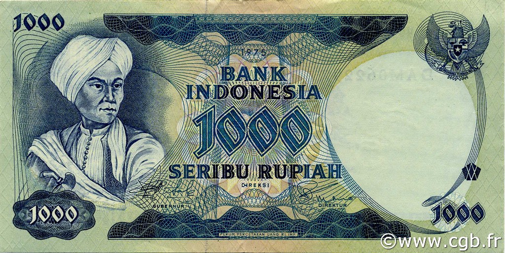 1000 Rupiah INDONESIA  1975 P.113a XF