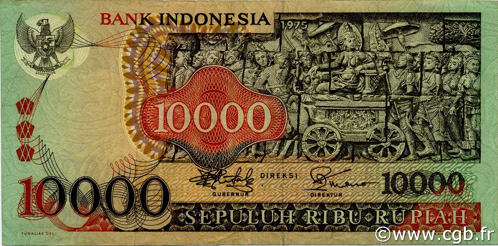 10000 Rupiah INDONESIA  1975 P.115 MBC+