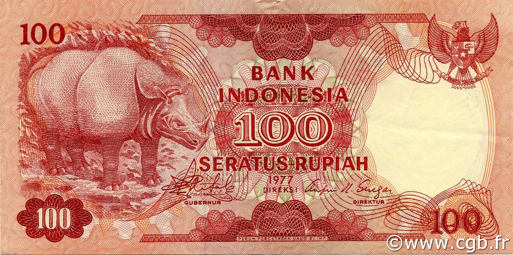100 Rupiah INDONESIA  1977 P.116 AU