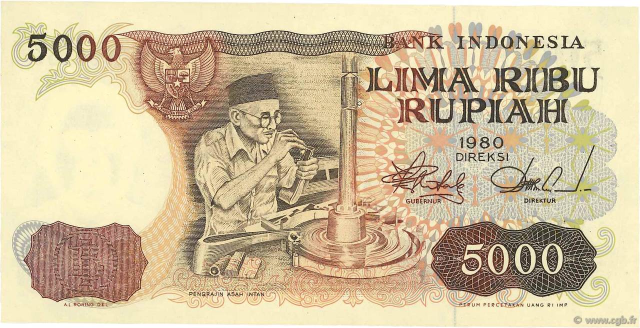 5000 Rupiah INDONESIEN  1980 P.120 ST