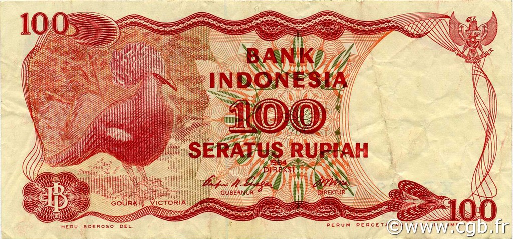 100 Rupiah INDONESIA  1984 P.122a MBC a EBC