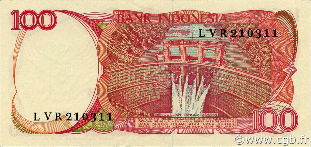 100 Rupiah INDONESIA 1984 P.122b b59_1131 Banknotes