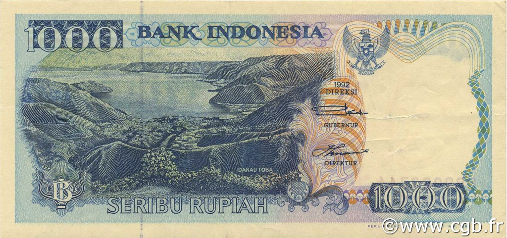 1000 Rupiah INDONESIA  1992 P.129a EBC