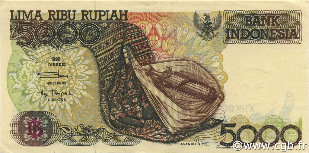 5000 Rupiah INDONESIA  1992 P.130a XF