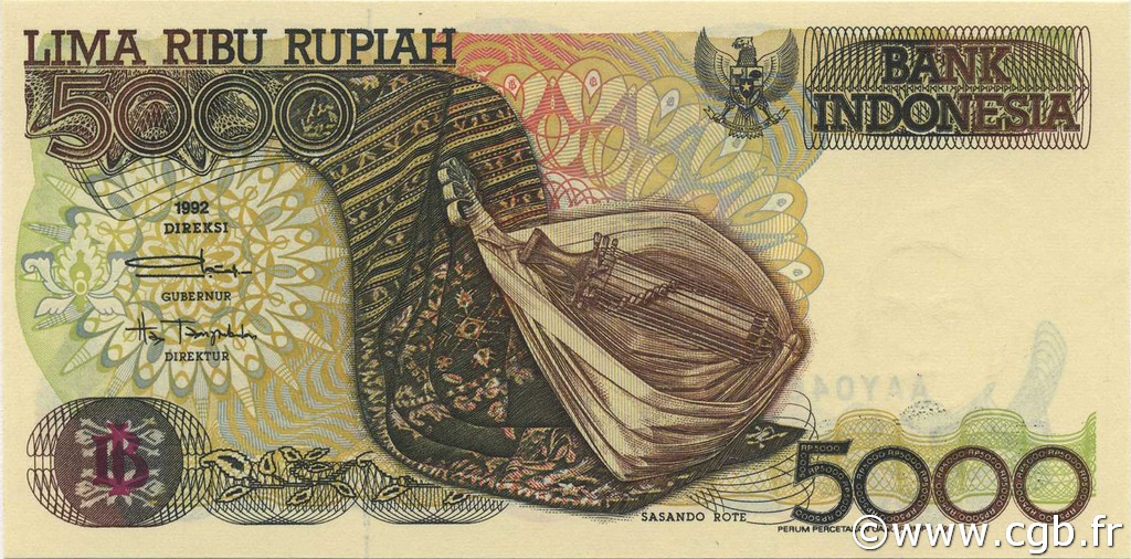 5000 Rupiah INDONESIEN  1992 P.130a ST