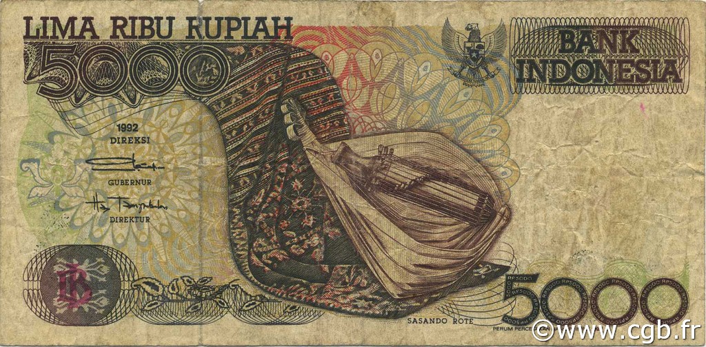 5000 Rupiah INDONESIA  1993 P.130b MB