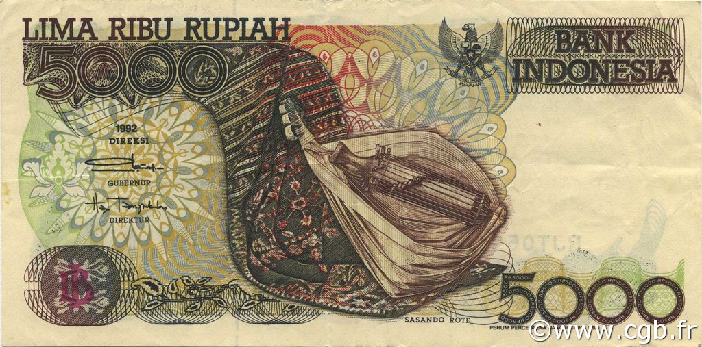 5000 Rupiah INDONESIEN  1993 P.130b fVZ