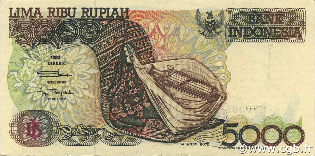 5000 Rupiah INDONESIA  1995 P.130d XF