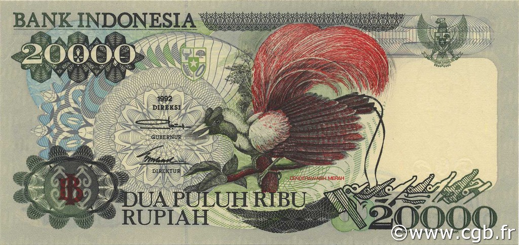 20000 Rupiah INDONESIA  1992 P.132a AU+