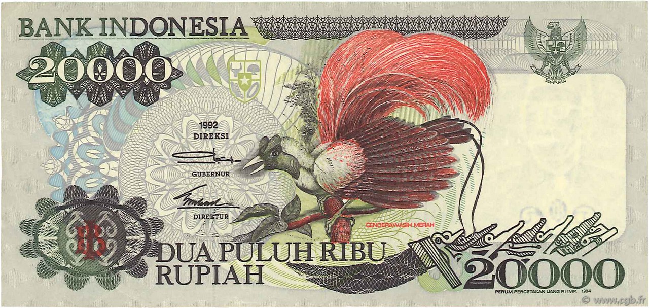 20000 Rupiah INDONESIEN  1994 P.132c fVZ