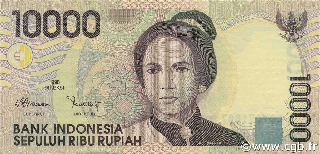 10000 Rupiah INDONESIA  1998 P.137a q.FDC