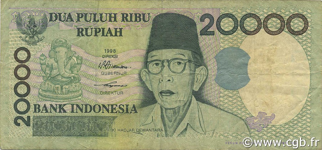 20000 Rupiah INDONESIEN  1998 P.138a SS