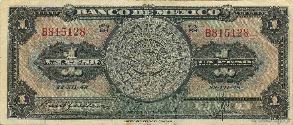1 Peso MEXICO  1948 P.046a SS