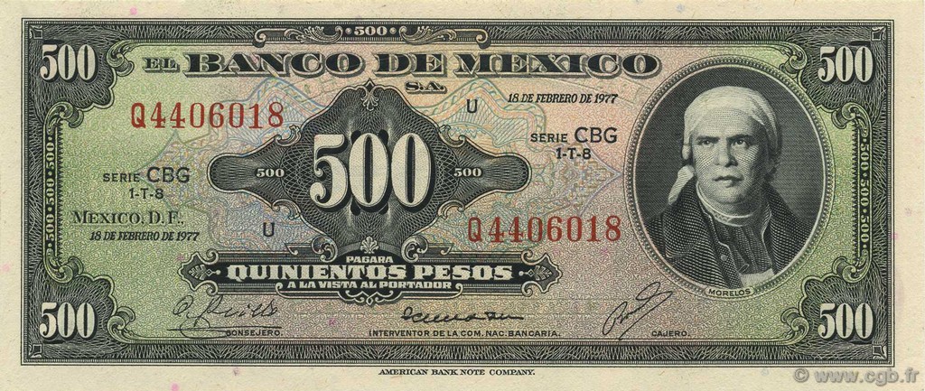 500 Pesos  MEXIQUE  1977 P.051s NEUF