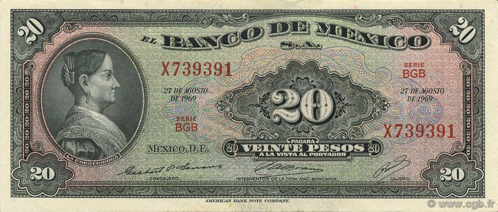 20 Pesos MEXIQUE  1969 P.054n SPL