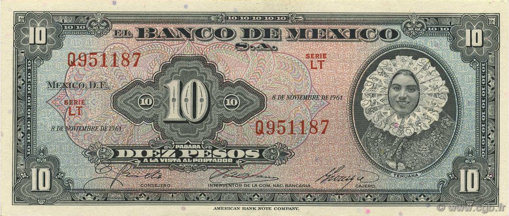 10 Pesos MEXIQUE  1961 P.058i NEUF