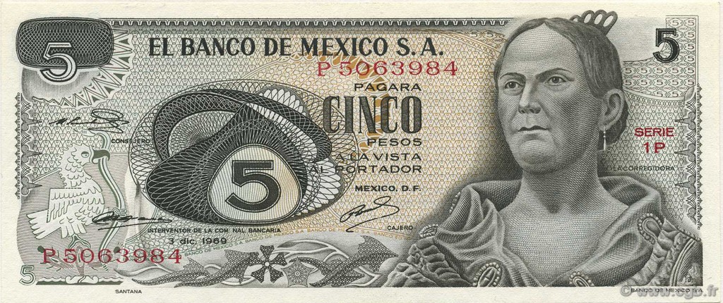 5 Pesos MEXIQUE  1969 P.062a SUP