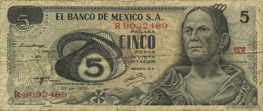 5 Pesos MEXIQUE  1972 P.062c B