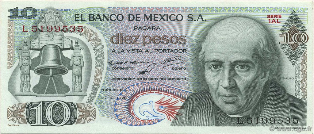 10 Pesos MEXIQUE  1970 P.063c NEUF