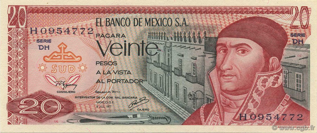 20 Pesos MEXIQUE  1977 P.064d NEUF