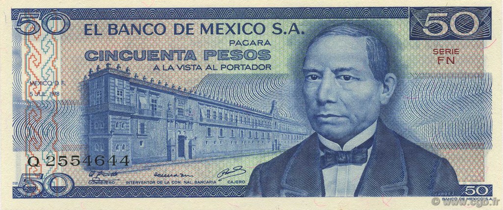 50 Pesos MEXICO  1978 P.067a ST