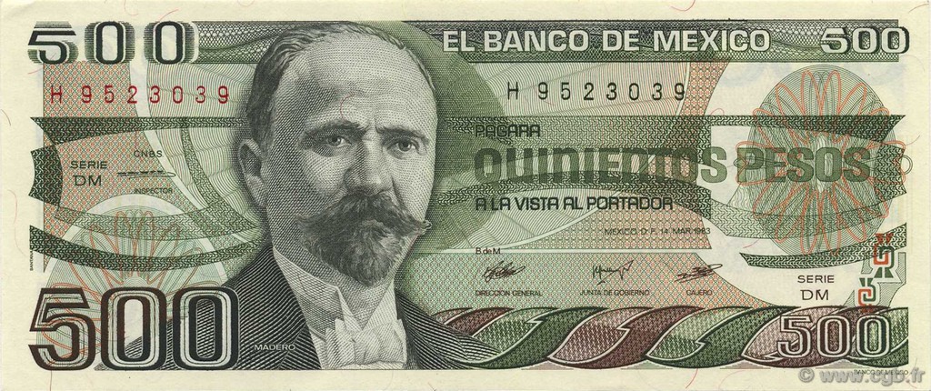 500 Pesos MEXICO  1983 P.079a q.FDC