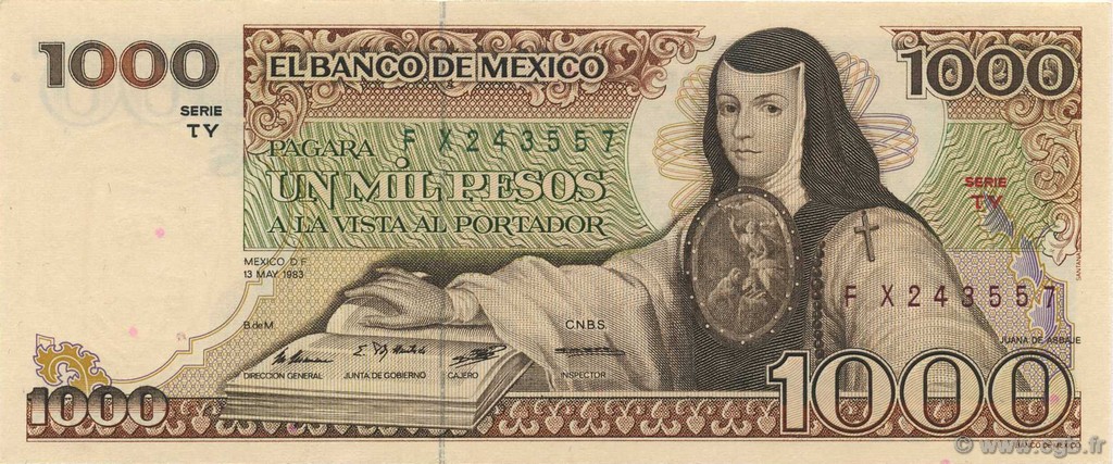 1000 Pesos MEXICO  1983 P.080a UNC