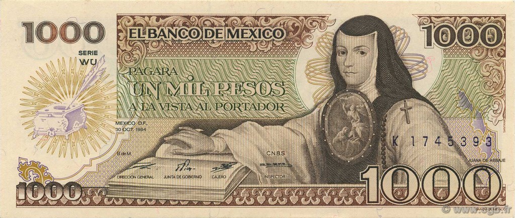 1000 Pesos MEXICO  1984 P.081 ST