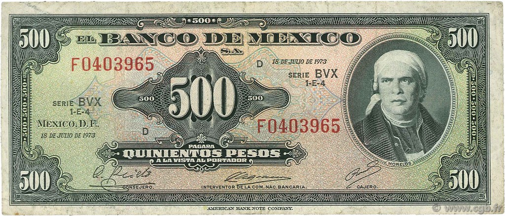500 Pesos MEXICO  1973 P.051q F
