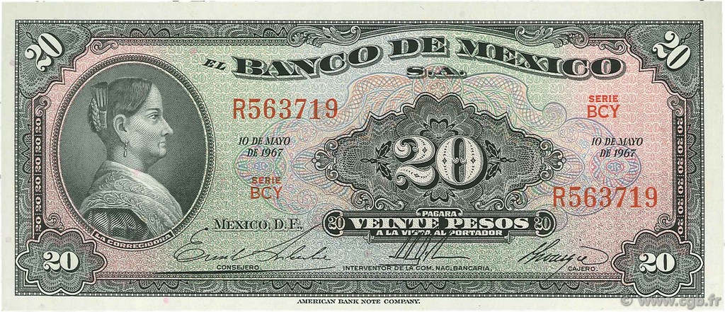 20 Pesos MEXICO  1967 P.054m ST